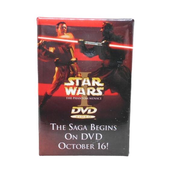2001 Star Wars I The Phantom Menace DVD Promo Pin Release 10/16 Obi-Wan/Maul - Picture 1 of 6